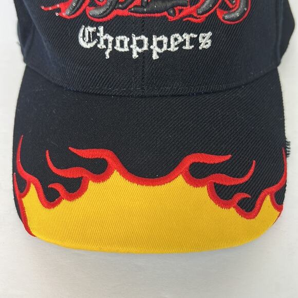 Choppers Men’s Black/Orange Flames Biker’s Basketball Cap With Light‎ Up Chopper - Picture 3 of 11
